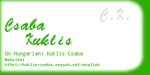 csaba kuklis business card